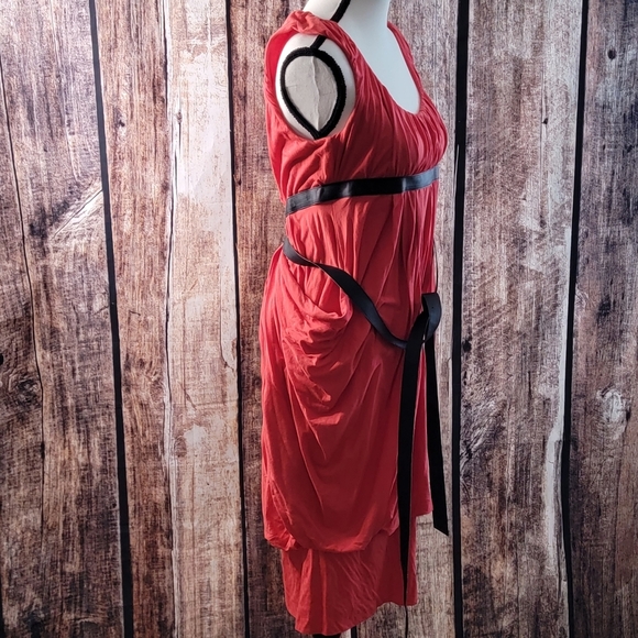 NWT Authentic Alexander Mcqueen McQ Red Dress w Black Belt Size Large - Picture 2 of 7